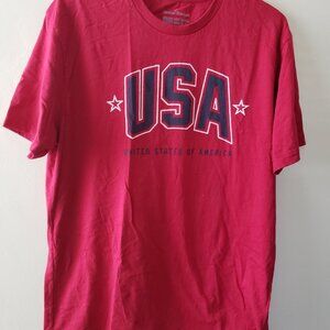 General Standard MEN Cotton Short Sleeve T-Shirt USA graphic print, M, Red &Blue